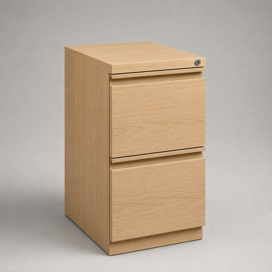 Eichenfurnier-Aktenschrank mit 2 Schubladen 40x50x65cm