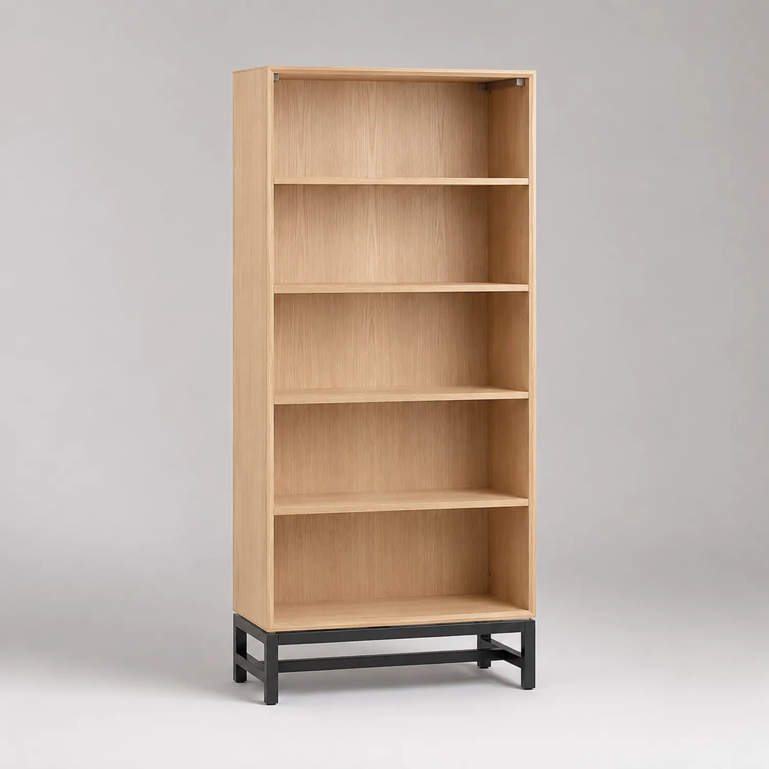 Holz Bücherregal mit Metallgestell und 5 Regalböden Eiche 180cm